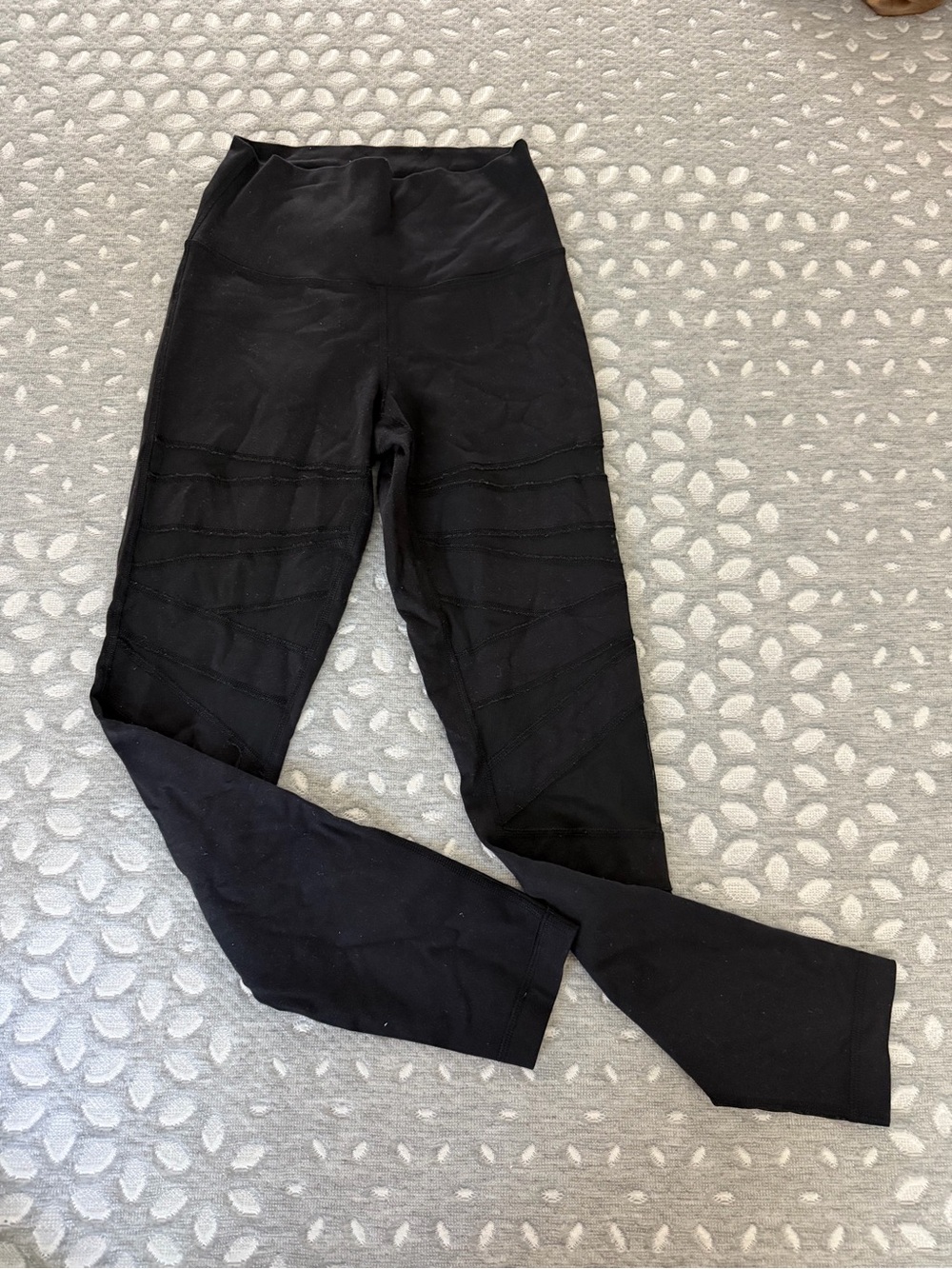 lululemon athletica Black Capri Leggings with Mesh Paneling